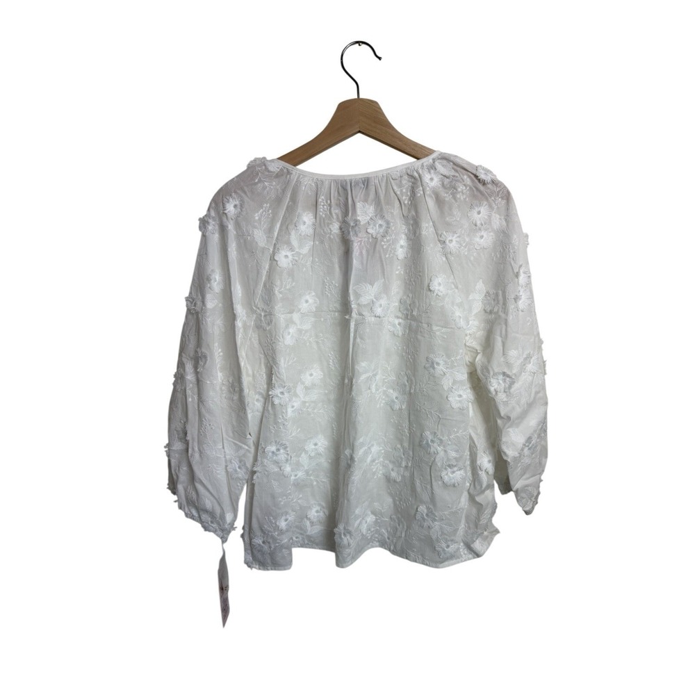 Nanette Lepore White Floral Embroidered Button-Front Blouse - Picture 2 of 8